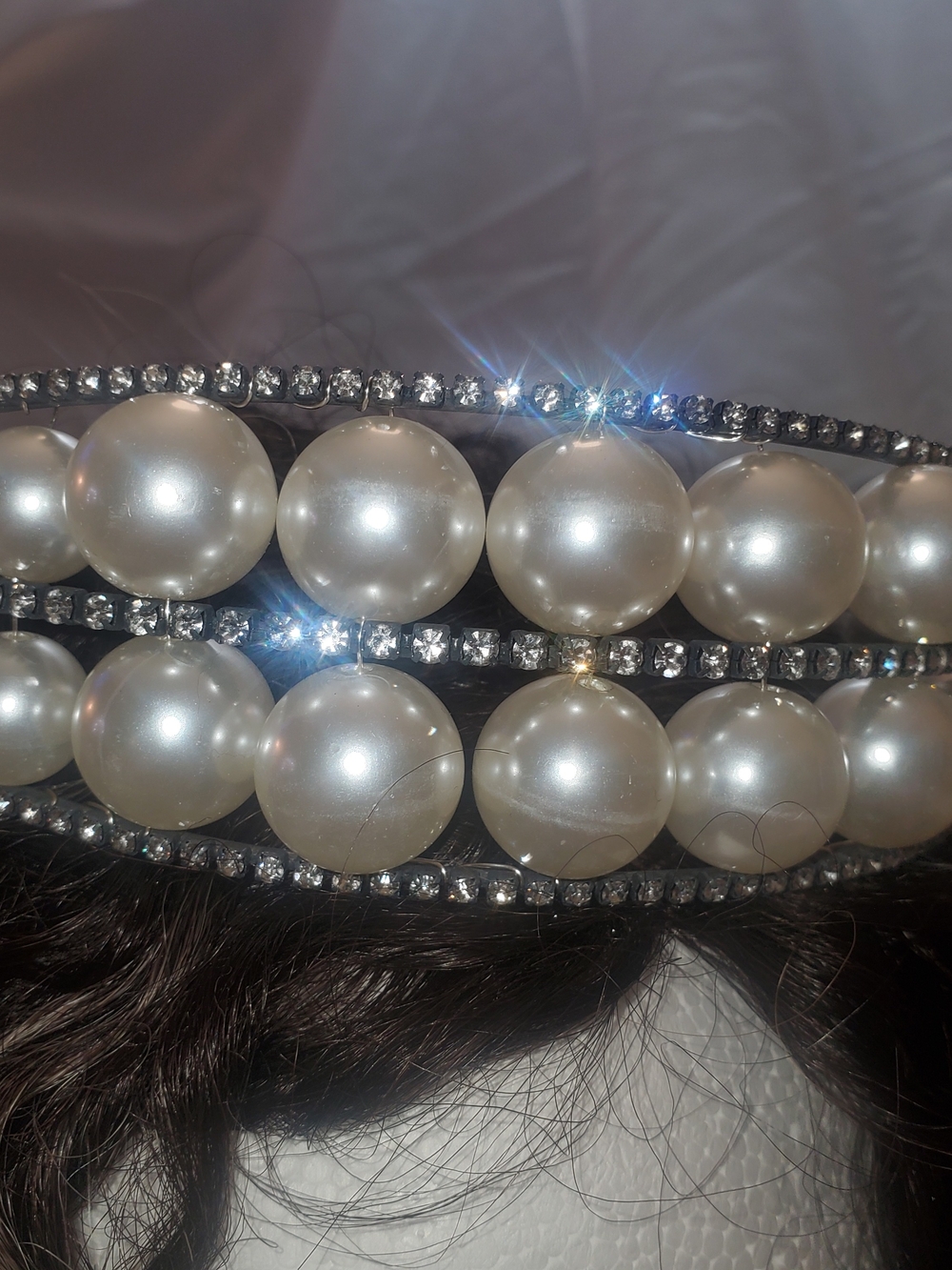 Victorian Trading Co. Pearl & Crystal Triple-Row Headband